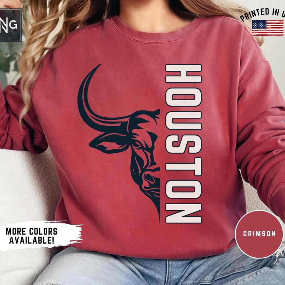 Houston Texans Retro Football Crewneck Sweatshirt